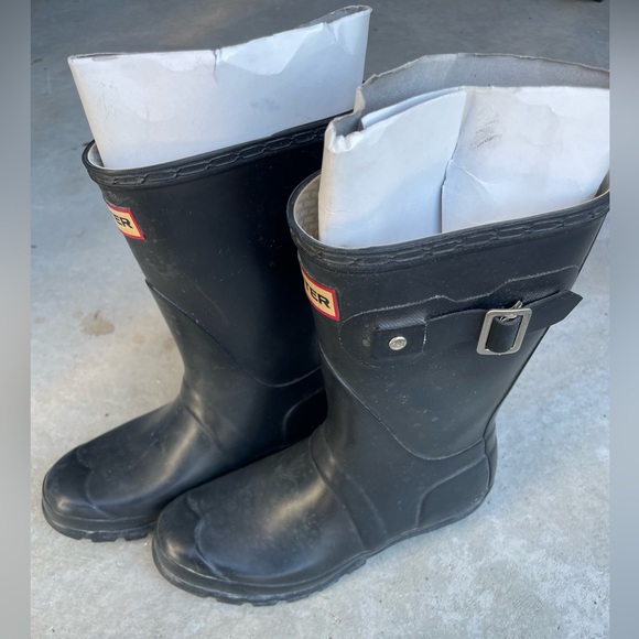 Unisex Hunter Black Boots 4M/5F - Picture 2 of 5
